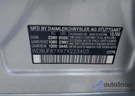 2007 Mercedes-Benz E 350 4Matic from USA, damaged, VIN WDBUF87X87X223405